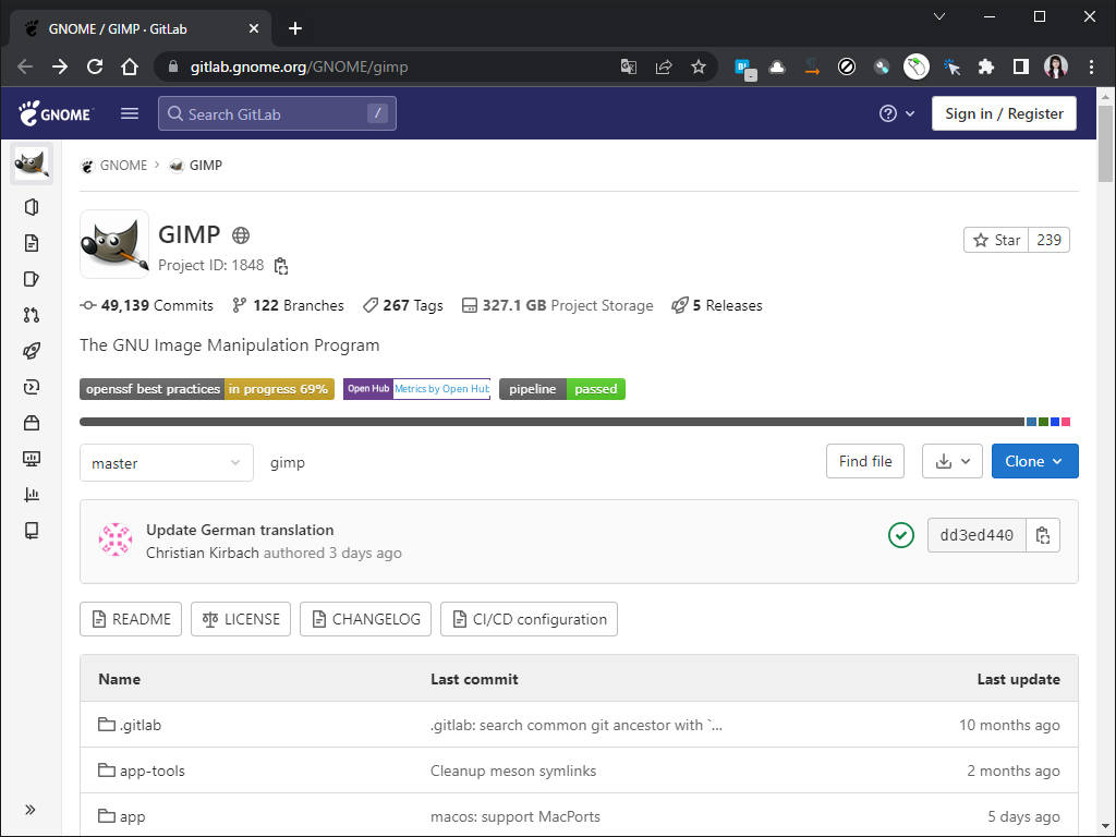 GIMP公式リポジトリ