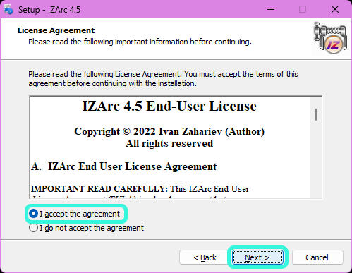IZArcライセンス表示